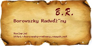 Borovszky Radvány névjegykártya